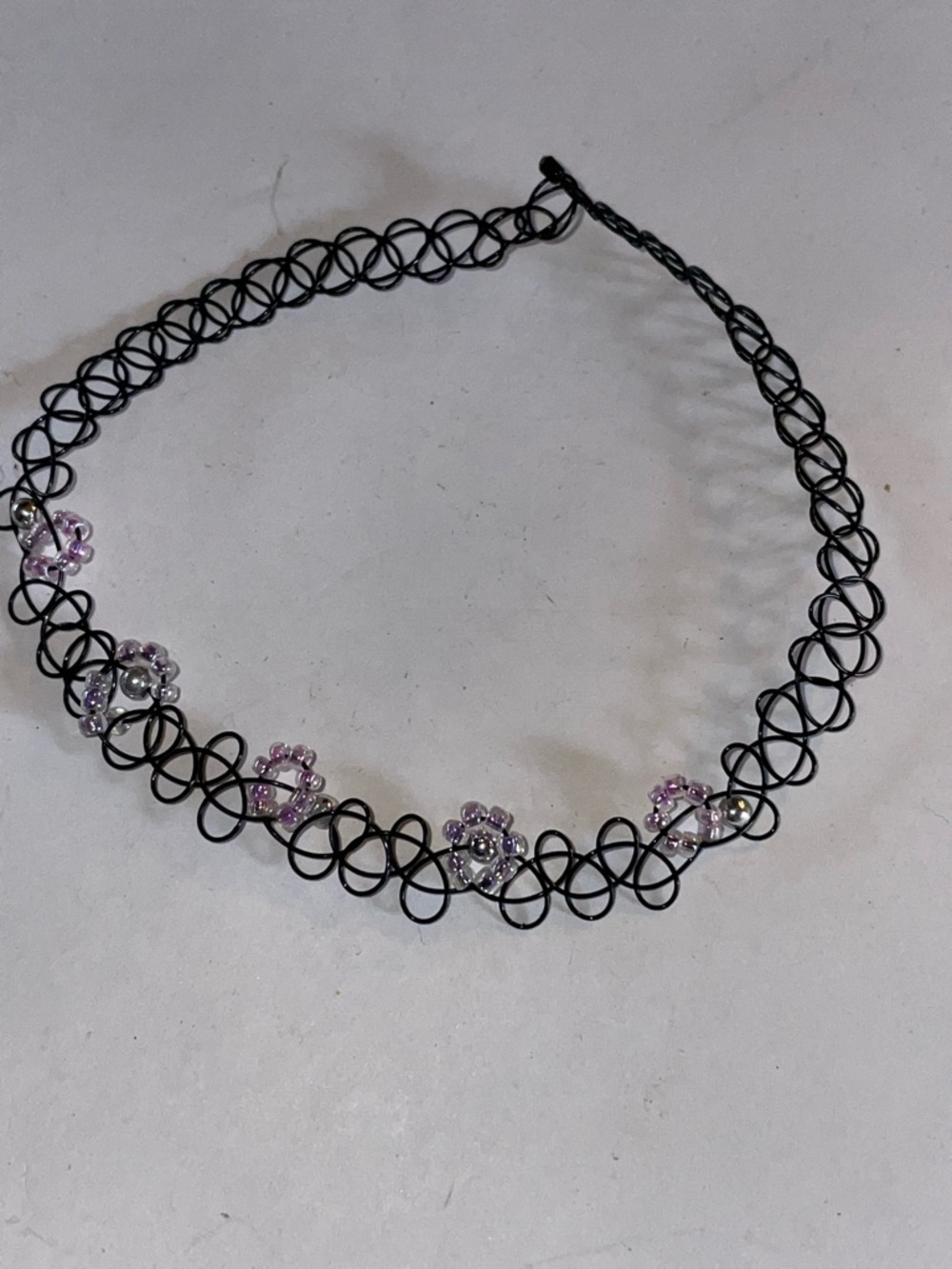 3/$10 Fashion Jewelry Black Tattoo Choker Necklace with Pink Flower Charms